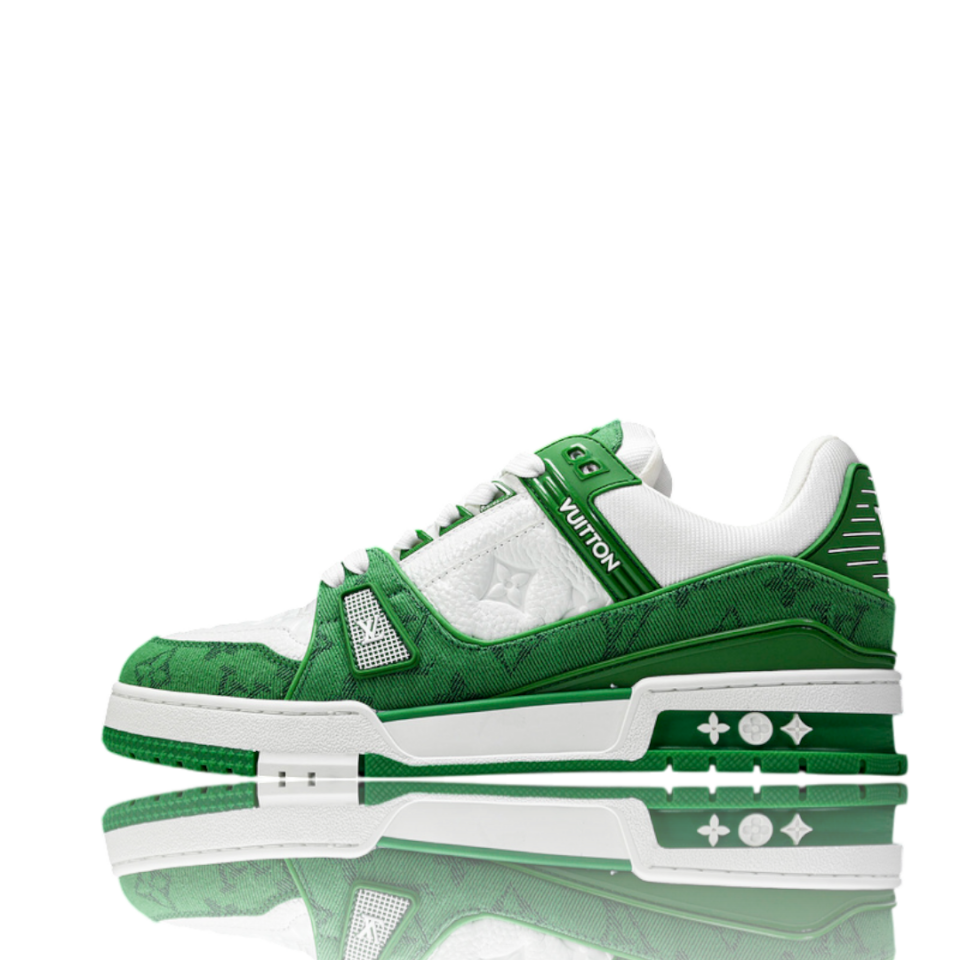 Louis Vuitton Trainer Low Monogram Denim White Green