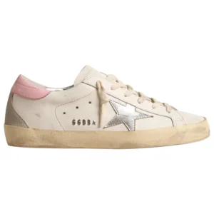 Golden Goose Super-Star Silver Leather Star Pink Heel Tab