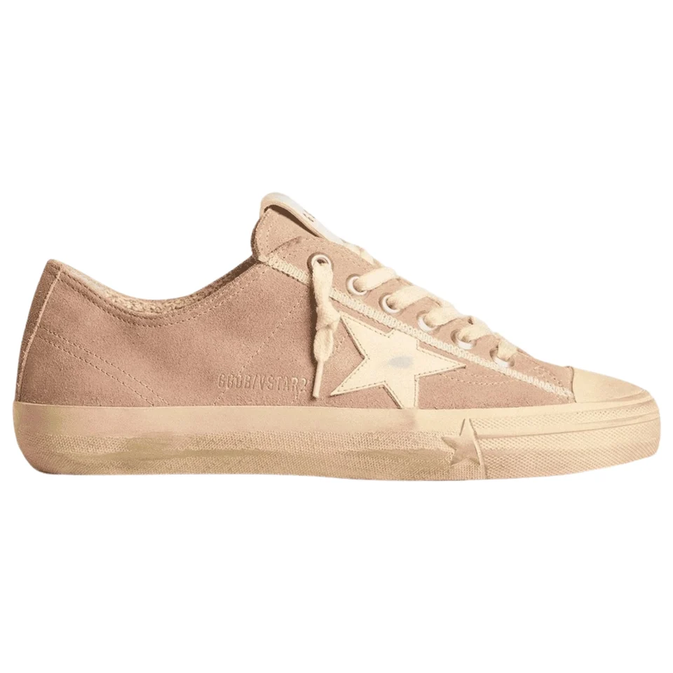 Golden Goose V-Star Pink Suede Cream Star