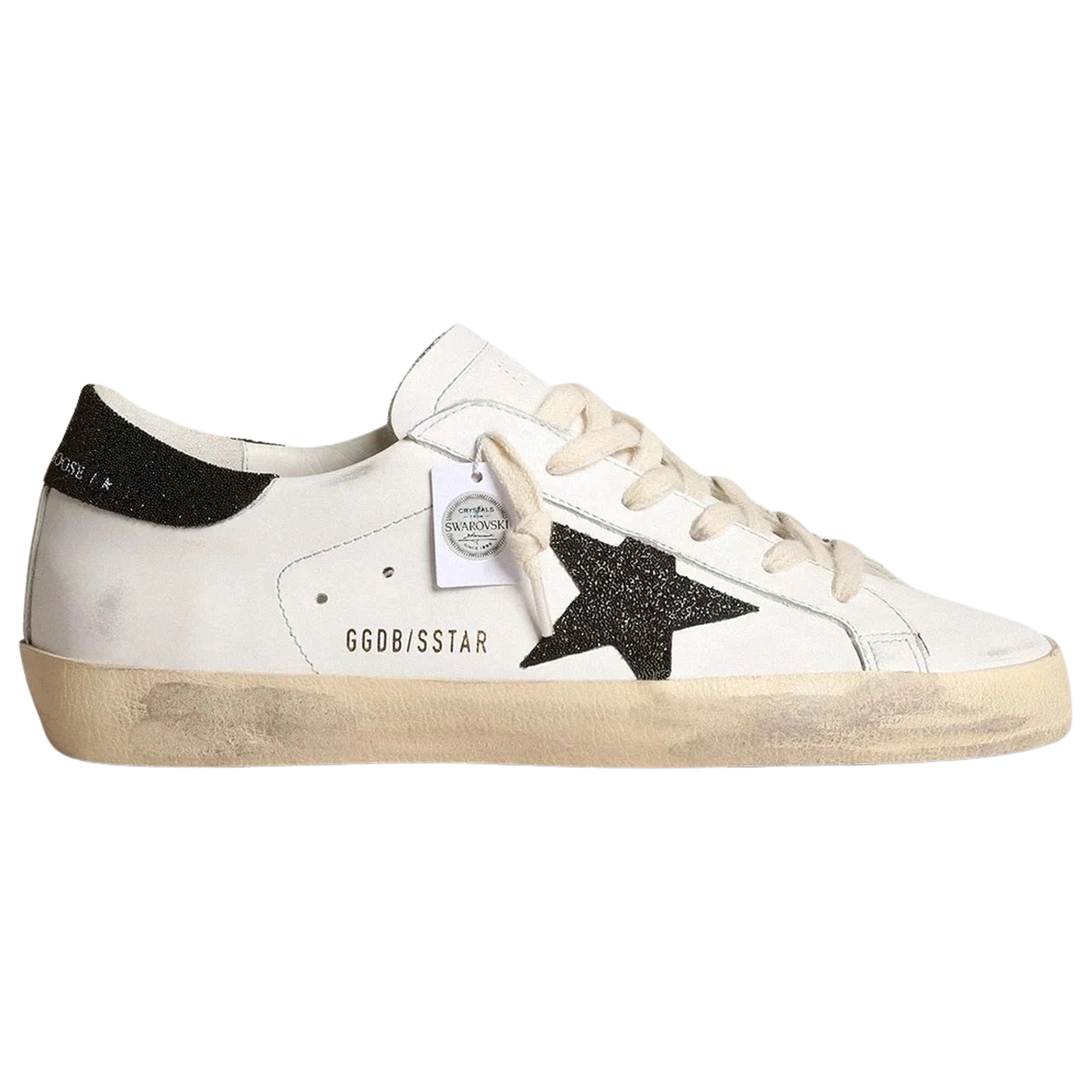 Golden Goose Super-Star Black Swarovski Crystal Star Heel Tab