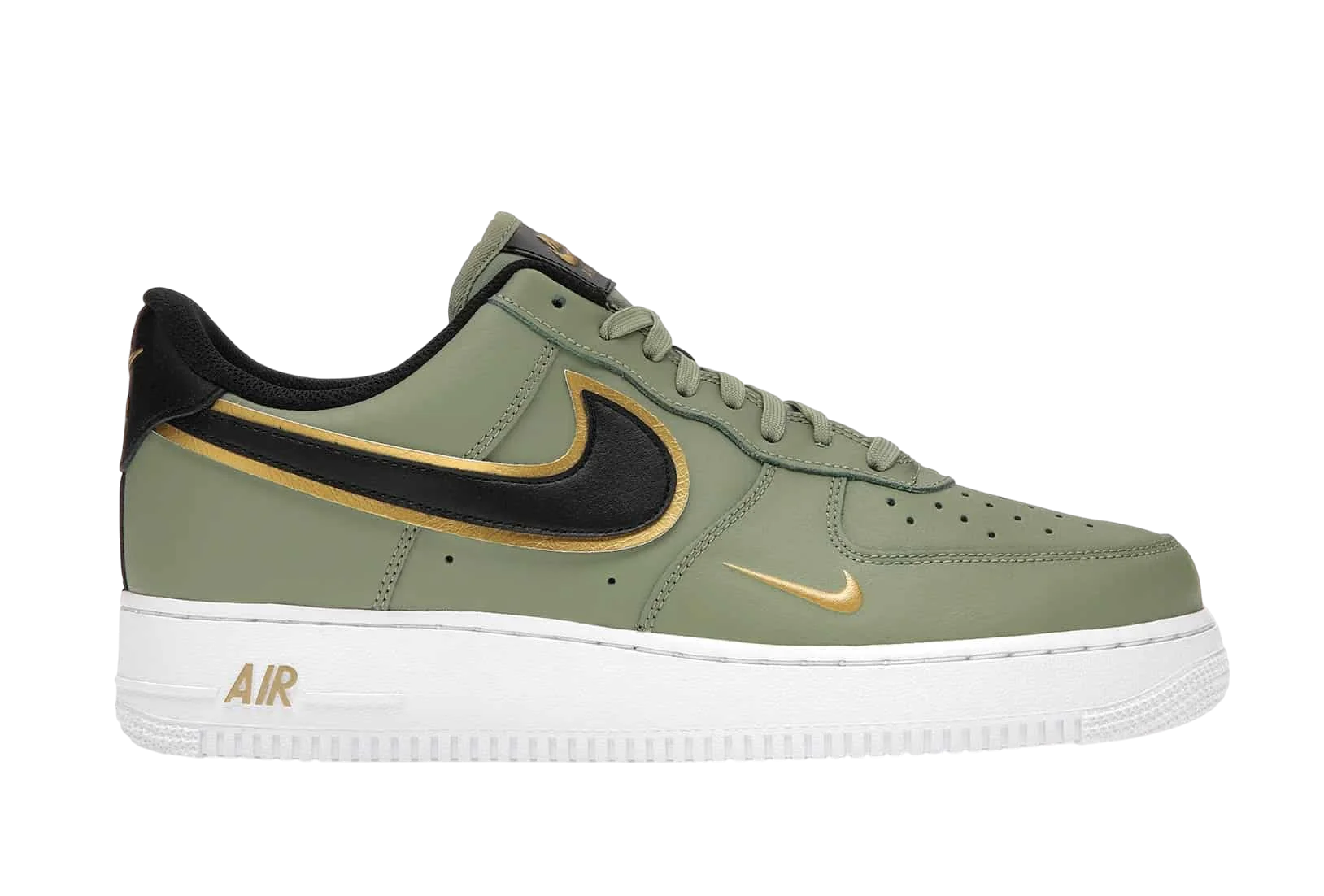 Nike Air Force 1 07 Double Swoosh Olive Gold Black