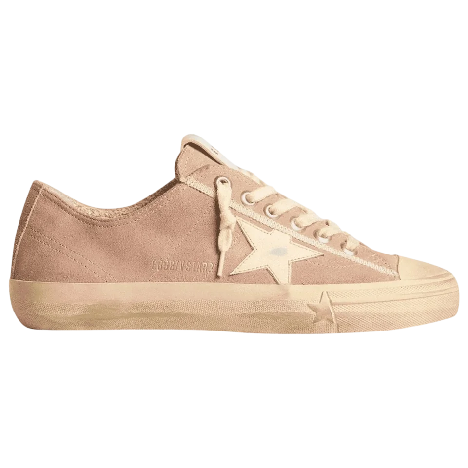 Golden Goose V-Star Pink Suede Cream Star