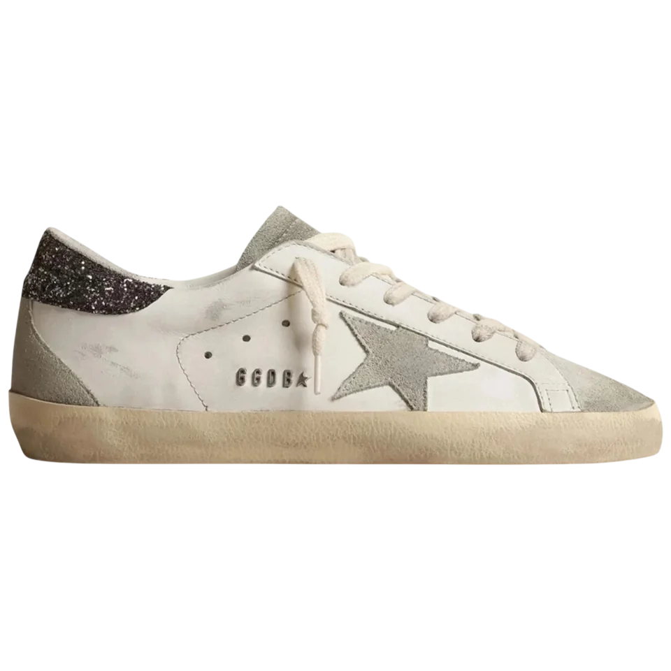 Golden Goose Super-Star Gray Star Dark Gray Glitter Heel Tab