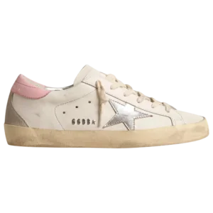 Golden Goose Super-Star Silver Leather Star Pink Heel Tab