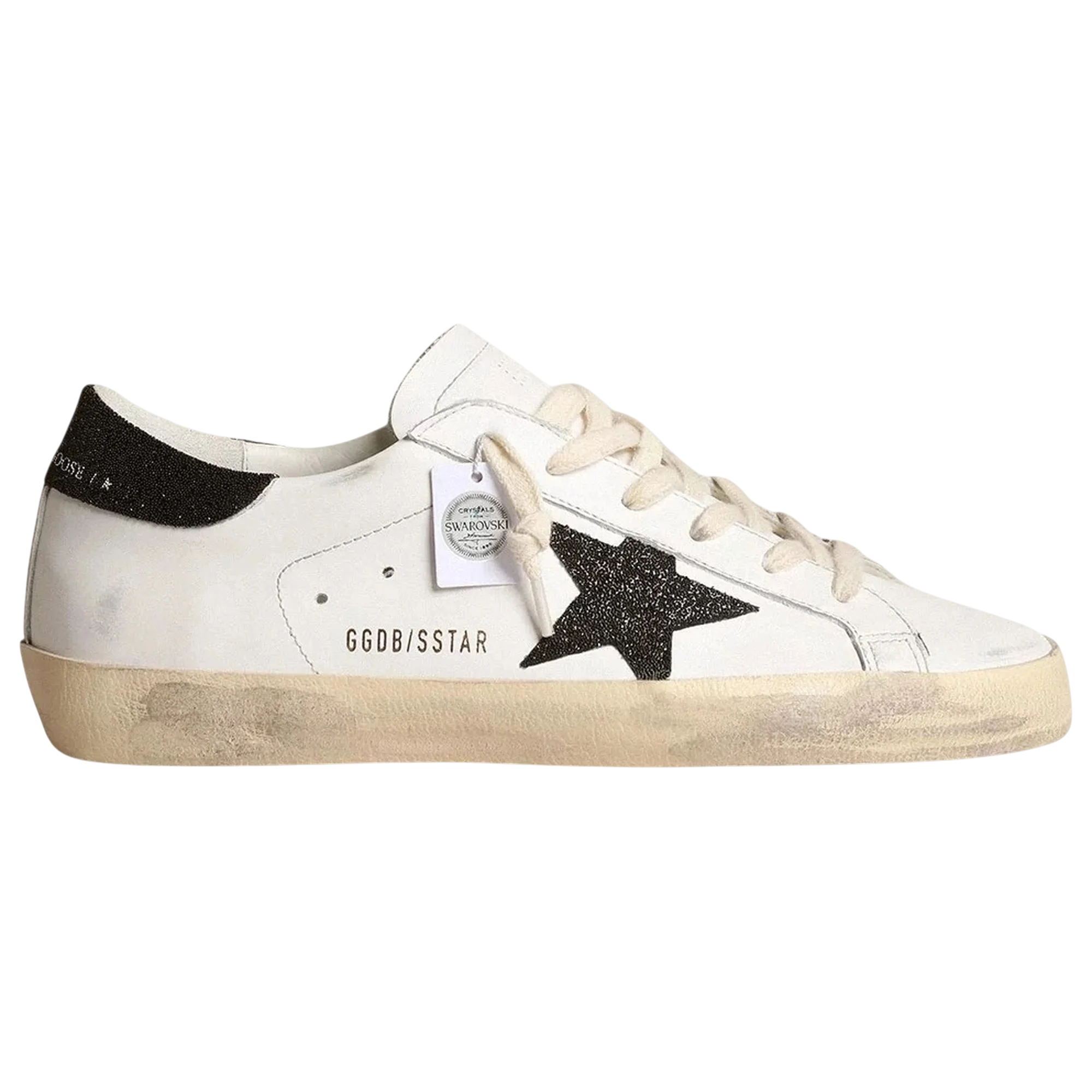 Golden Goose Super-Star Black Swarovski Crystal Star Heel Tab