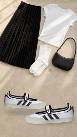adidas Samba Jane Ruffle Pack White Black outfit image
