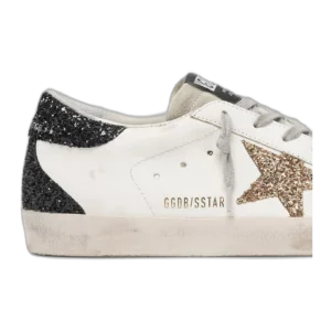 Golden Goose Super-Star Gold Glitter Star Black Heel