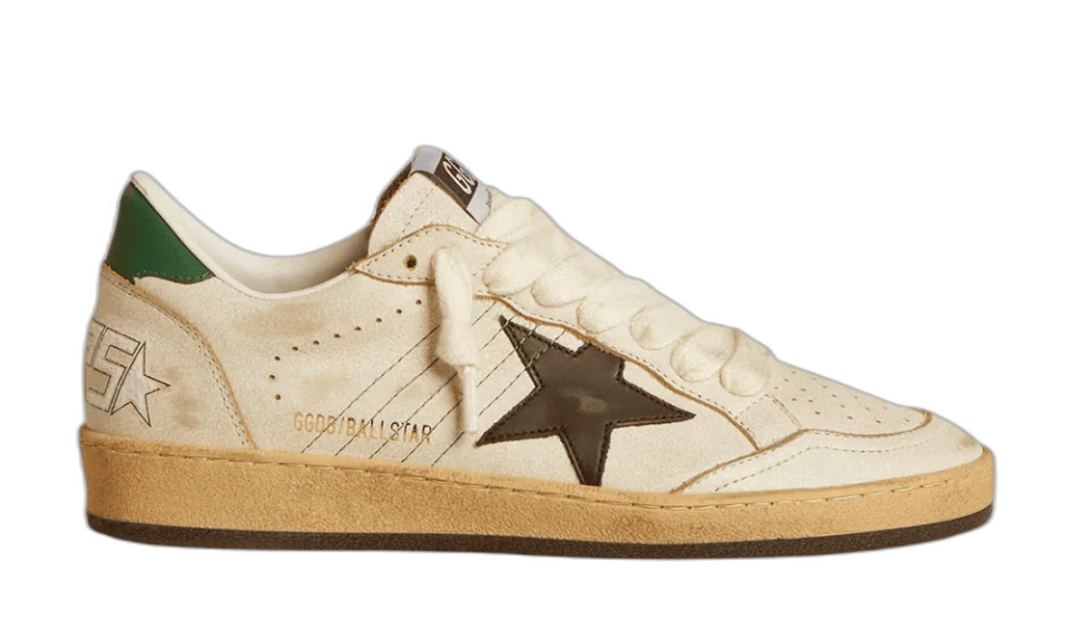 Golden Goose Ball Star Blanco Verde con Estrella Negra