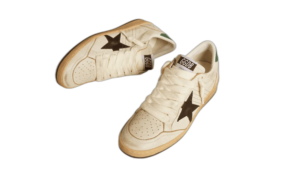 Golden Goose Ball Star Blanco Verde con Estrella Negra