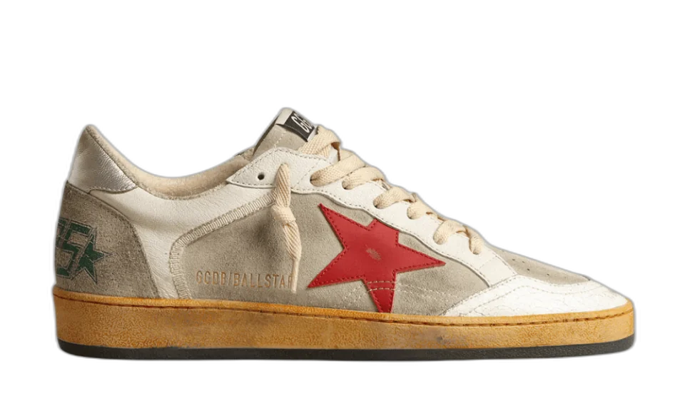 Golden Goose Ball Star Gris con Estrella Roja